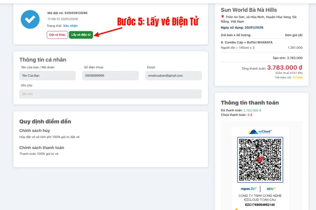 Hướng dẫn đặt vé Online SunWorld Bà Nà Hills